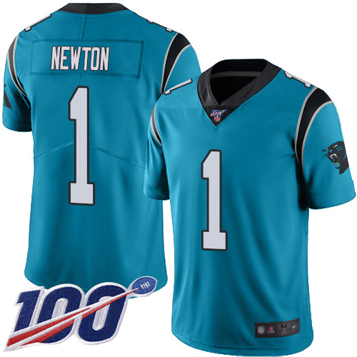 Carolina Panthers Limited Blue Men Cam Newton Jersey NFL Football 1 100th Season Rush Vapor Untouchable